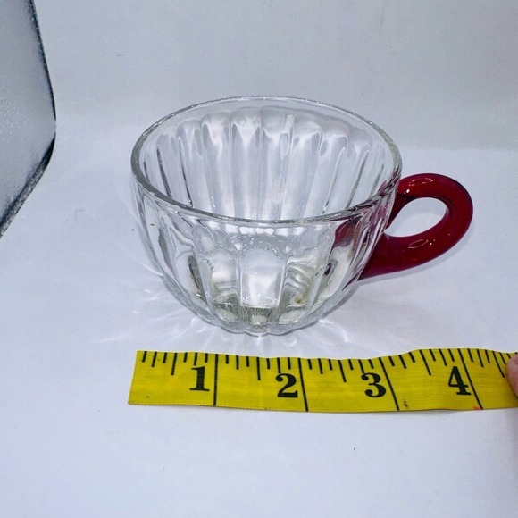 Vintage Discontinued Duncan & Miller Radiance Clear Red Handle Punch Cup Set - Picture 6 of 6